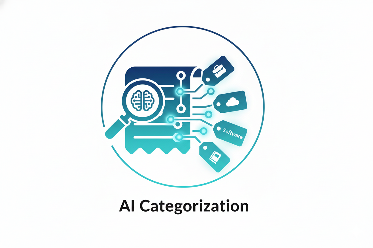 AI categorization concept showing intelligent receipt analysis